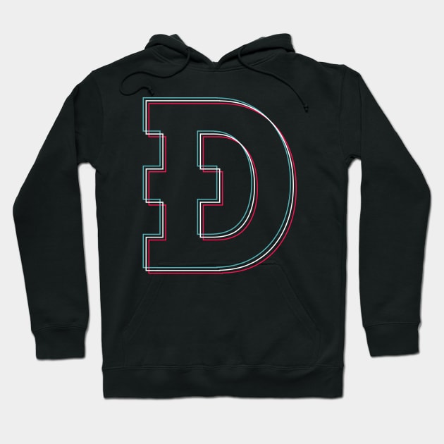 Dogecoin blue pink glitch modern typography art gift Hoodie by star trek fanart and more